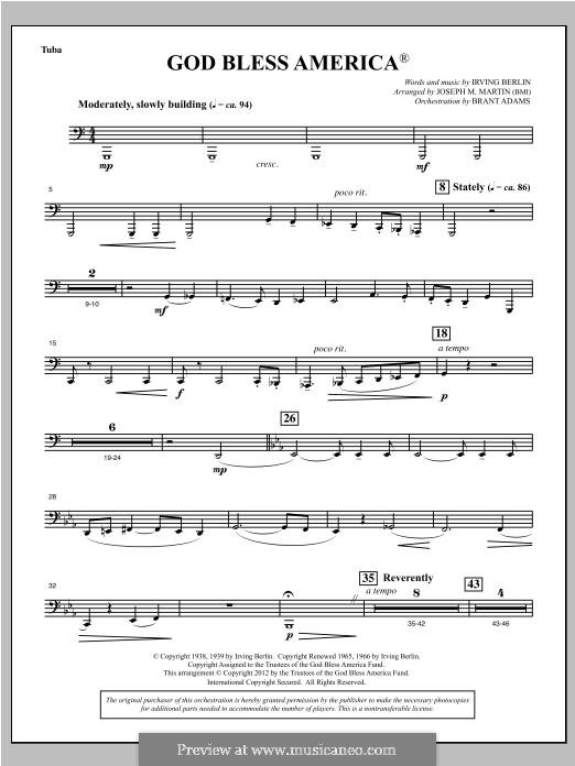 Choir Instrumental Pak version (arr. Joseph Martin): Tuba, partes by Irving Berlin