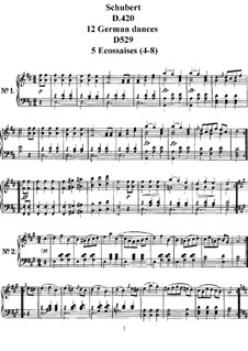 Twelve German Dances and Five Ecossaises, D.420, D.529 No.4-8: para um único musico (Editado por H. Bulow) by Franz Schubert