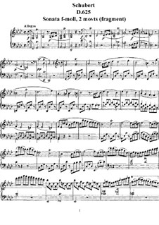 Sonata for Piano No.11 in F Minor (Unfinished), D.625: para um único musico (Editado por H. Bulow) by Franz Schubert