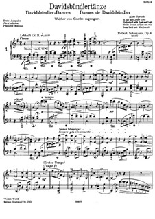 Dances of the League of David, Op.6: Para piano (primeira edição) by Robert Schumann