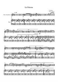 10 Easy Classical Pieces for Tenor Saxophone and Piano Vol.5: La Paloma by Wolfgang Amadeus Mozart, Franz Schubert, Antonín Dvořák, Georges Bizet, Georg Friedrich Händel, Giuseppe Verdi, Pyotr Tchaikovsky, Émile Waldteufel, Adolphe Adam, Sebastián Yradier