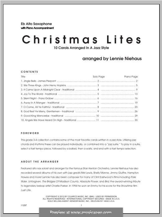 Christmas Lites: For alto saxophone and piano – alto saxophone part by James Lord Pierpont