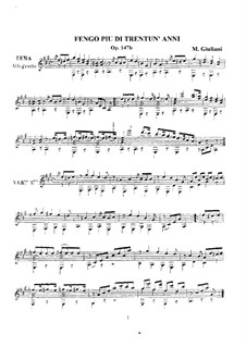 Theme and Variations on 'Fengo More Than Thirty Years', Op.147b: Theme and Variations on 'Fengo More Than Thirty Years' by Mauro Giuliani