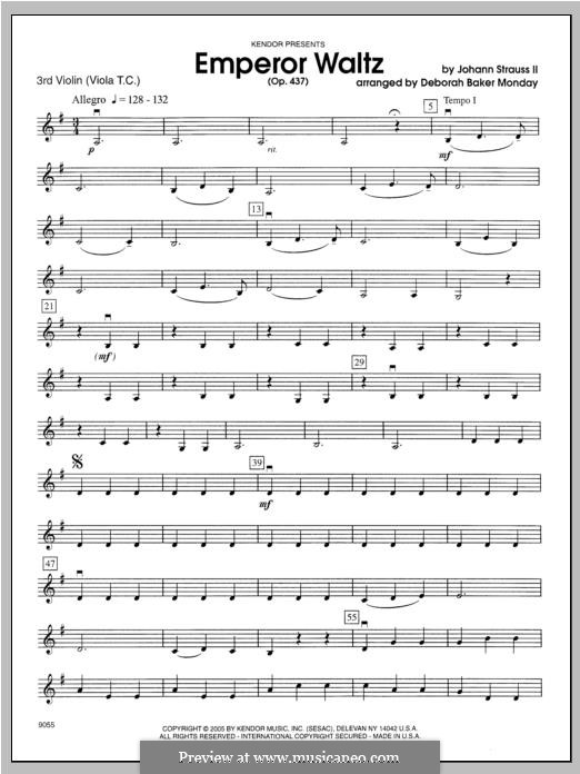 Emperor Waltz, Op.437: Violin 3 part by Johann Strauss (Sohn)