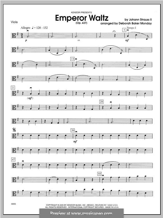 Emperor Waltz, Op.437: parte viola by Johann Strauss (Sohn)