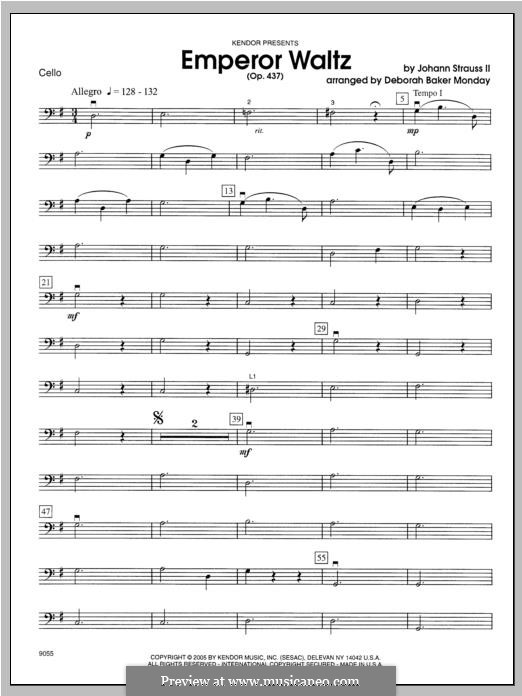 Emperor Waltz, Op.437: parte violoncelo by Johann Strauss (Sohn)