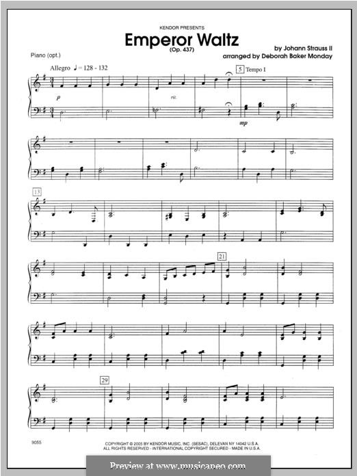 Emperor Waltz, Op.437: parte piano by Johann Strauss (Sohn)