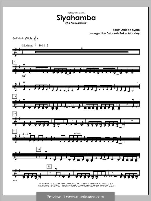 Siyahamba (We are Marching in the Light of God): Violin 3 part by folklore