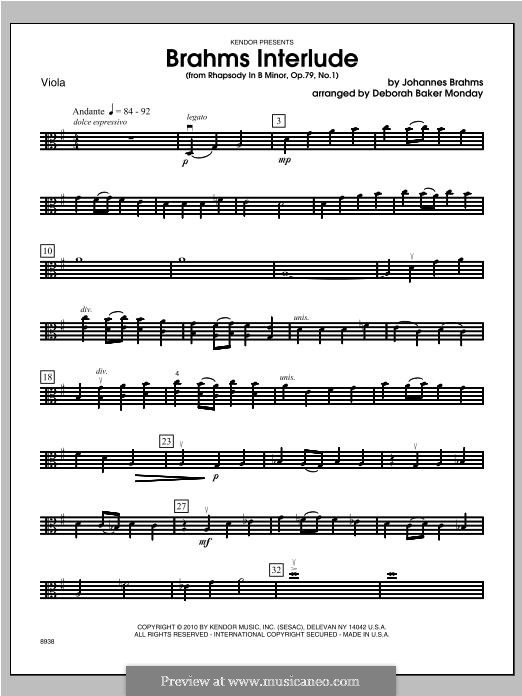 Two Rhapsodies, Op.79: Rhapsody No.1. Interlude – viola part by Johannes Brahms