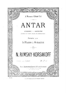 Symphony No.2 in F Sharp Minor 'Antar', Op.9: arranjos para piano de quatro mãos by Nikolai Rimsky-Korsakov