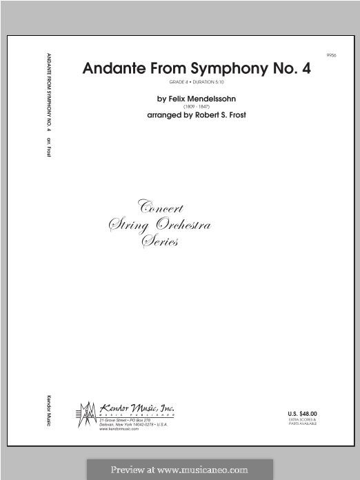 Symphony No.4 in A Major 'Italian', Op.90: Andante, for strings - full score by Felix Mendelssohn-Bartholdy