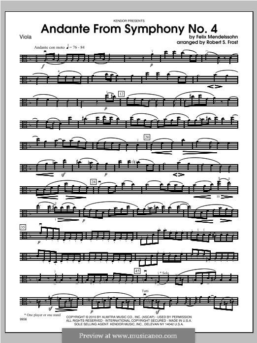 Symphony No.4 in A Major 'Italian', Op.90: Andante, for strings - viola part by Felix Mendelssohn-Bartholdy