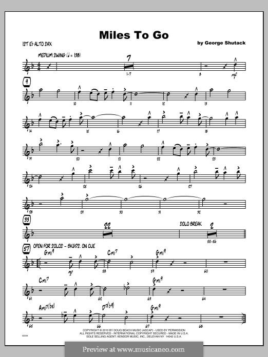 Miles To Go: Alto Sax 1 part by George Shutack