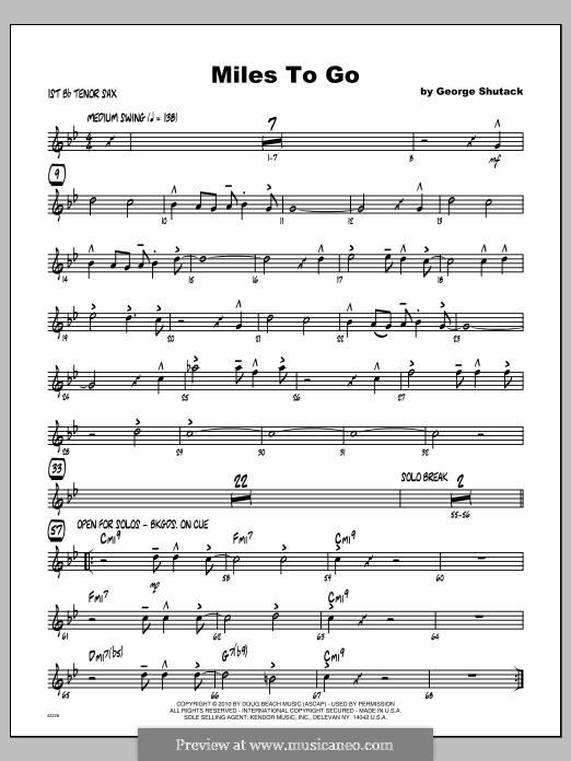 Miles To Go: Tenor Sax 1 part by George Shutack
