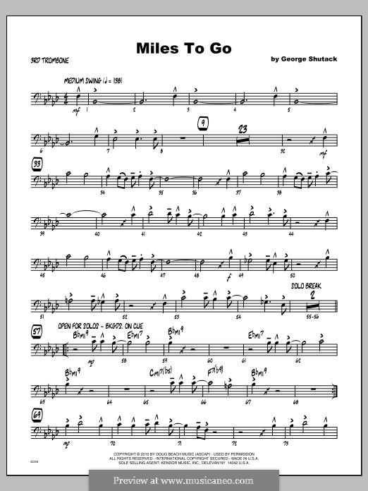 Miles To Go: Trombone 3 part by George Shutack