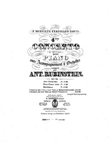 Concerto for Piano and Orchestra No.4 in D Minor, Op.70: Versão para dois pianos de quatro mãos by Anton Rubinstein