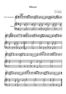 10 Easy Classical Pieces for Tenor Saxophone and Piano Vol.5: Minuet (In F Major) by Wolfgang Amadeus Mozart, Franz Schubert, Antonín Dvořák, Georges Bizet, Georg Friedrich Händel, Giuseppe Verdi, Pyotr Tchaikovsky, Émile Waldteufel, Adolphe Adam, Sebastián Yradier