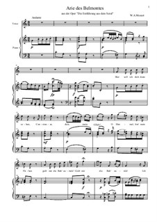 Hier soll ich: Partitura piano-vocal by Wolfgang Amadeus Mozart