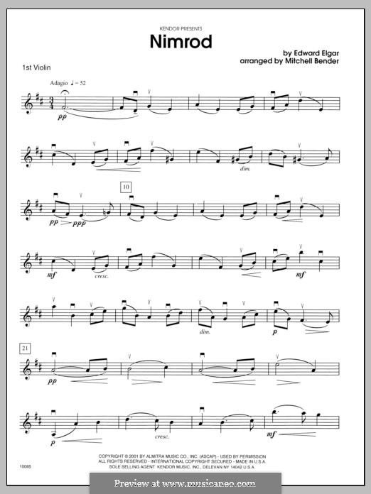 Variation No.9 'Nimrod': Violin 1 part by Edward Elgar