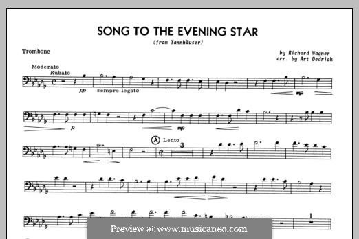 O Star of Eve: For trombone and piano – trombone part by Richard Wagner