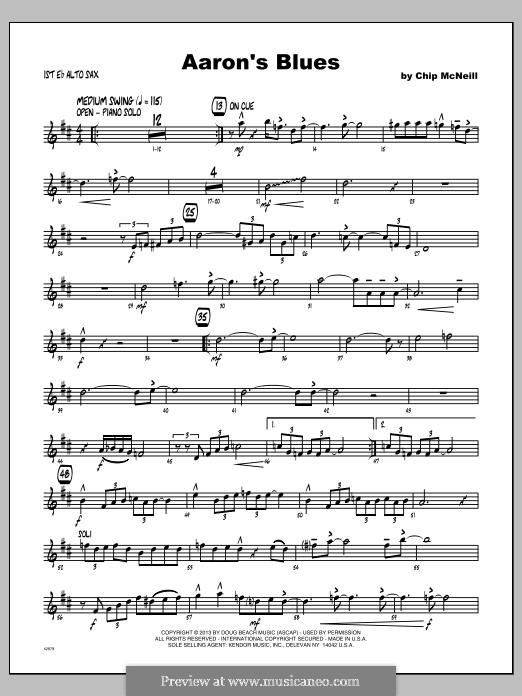 Aaron's Blues: Alto Sax 1 part by Chip McNeill