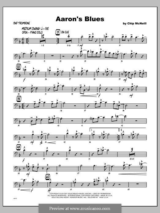 Aaron's Blues: Trombone 2 part by Chip McNeill