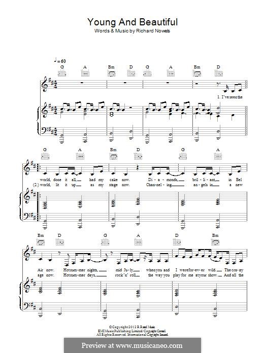 Young and Beautiful (Lana Del Ray): Para vocais e piano (ou Guitarra) by Rick Nowels, Elizabeth Grant