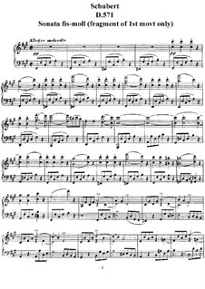 Sonata for Piano in F Sharp Minor (Unfinished), D.571: Sonata for Piano in F Sharp Minor (Unfinished) by Franz Schubert