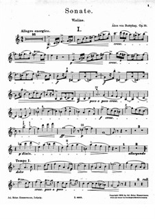 Sonata in A Minor for Violin and Piano, Op.10: parte do violino by Ákos Buttykay