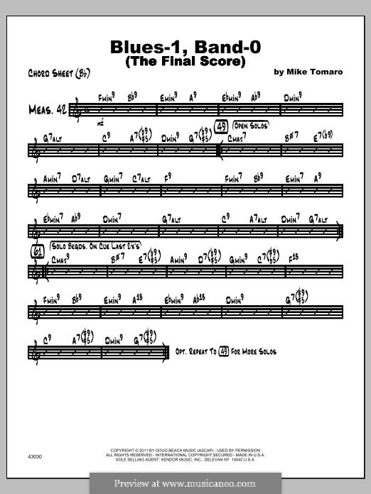 Blues-1, Band-0 (The Final Score): Chord Sheet Bb part by Mike Tomaro