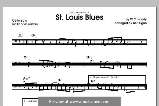 St. Louis Blues (arr. Ligon): violoncelo parte solo by William Christopher Handy