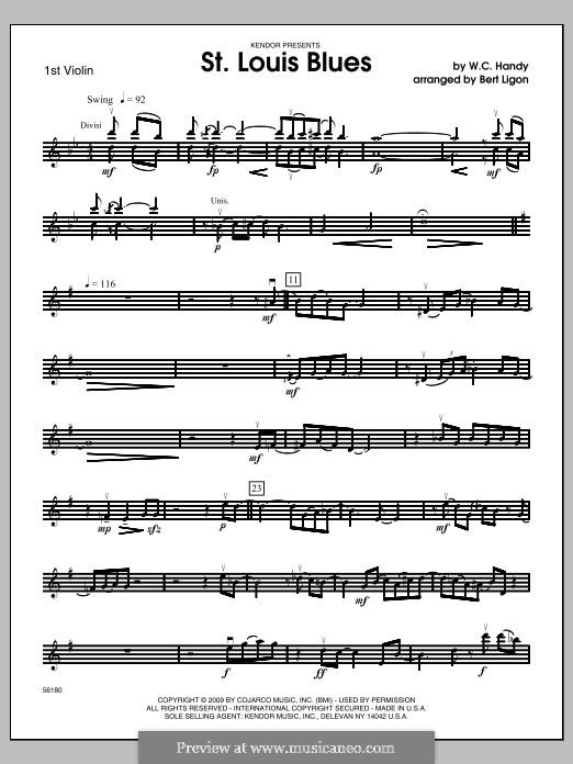 St. Louis Blues (arr. Ligon): 1st Violin part by William Christopher Handy