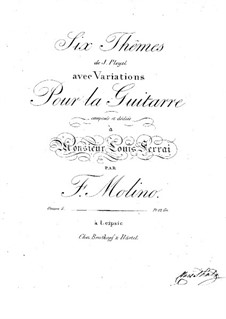 Six Themes of J.Pleyel with Variations, Op.5: Para Guitarra by Francesco Molino