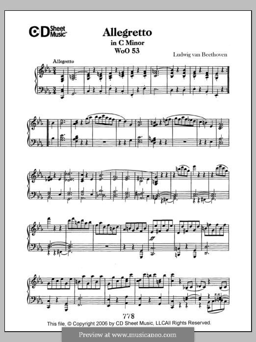 Allegretto in C Minor, WoO 53: Para Piano by Ludwig van Beethoven