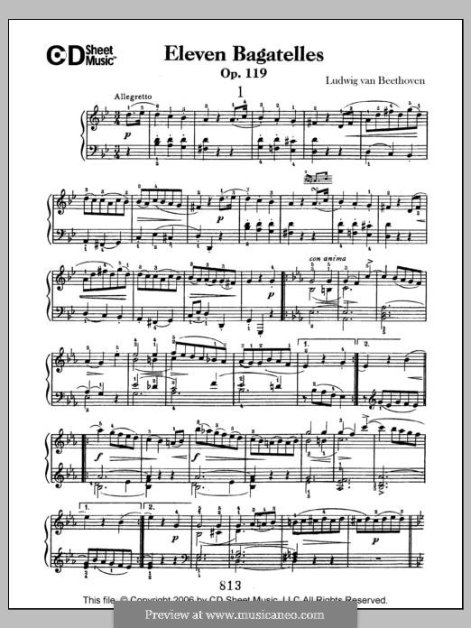 Eleven New Bagatelles for Piano, Op.119: set completo by Ludwig van Beethoven