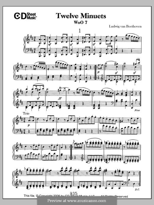 Twelve Minuets, WoO 7: Para Piano by Ludwig van Beethoven