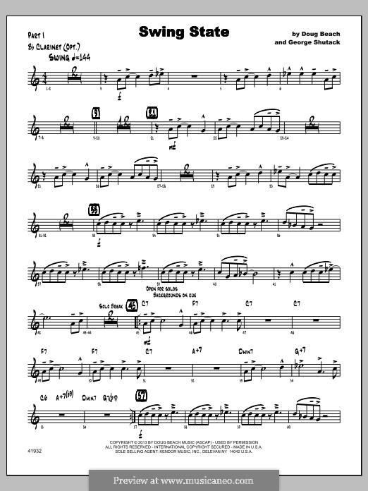Swing State: Bb Clarinet part by Doug Beach, George Shutack