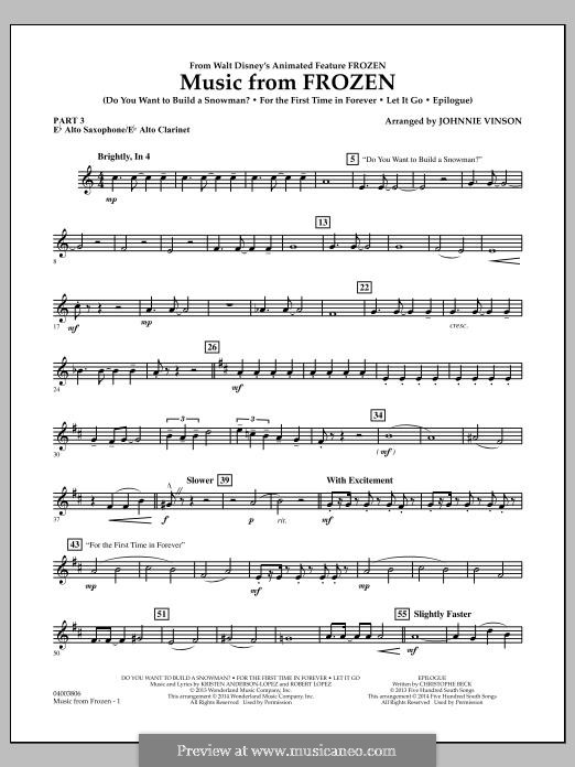 Music from Frozen (Concert Band version): Pt.3 - Eb Alto Sax/Alto Clar. by Robert Lopez, Kristen Anderson-Lopez