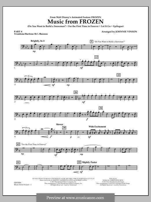 Music from Frozen (Concert Band version): Pt.4 - Trombone/Bar. B.C./Bsn. by Robert Lopez, Kristen Anderson-Lopez