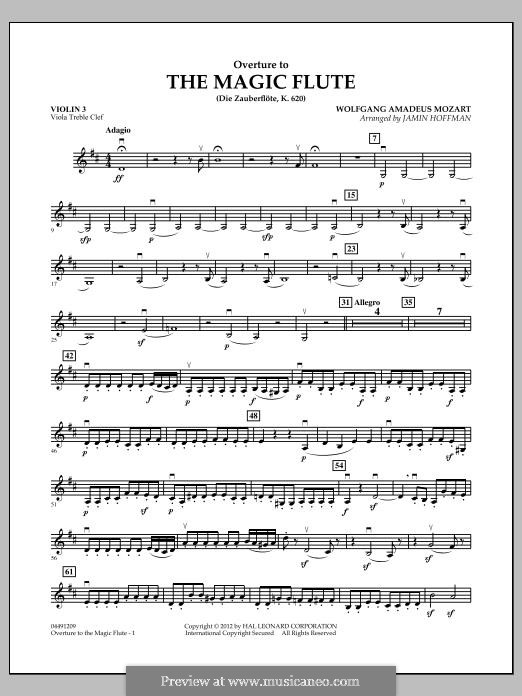 Overture: Violin 3 (Viola Treble Clef) part by Wolfgang Amadeus Mozart