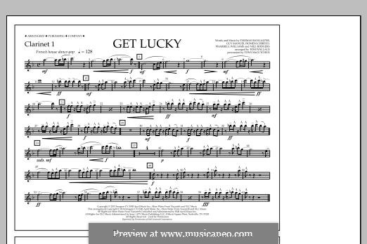 Get Lucky (arr. Tom Wallace): Clarinet 1 part by Nile Rodgers, Pharrell Williams, Thomas Bangalter, Guy-Manuel de Homem-Christo