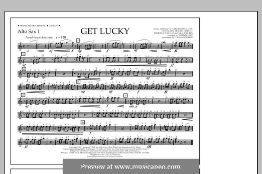 Get Lucky (arr. Tom Wallace): Alto Sax 1 part by Nile Rodgers, Pharrell Williams, Thomas Bangalter, Guy-Manuel de Homem-Christo