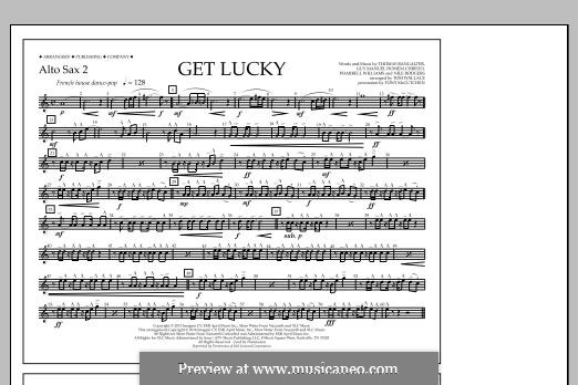 Get Lucky (arr. Tom Wallace): Alto Sax 2 part by Nile Rodgers, Pharrell Williams, Thomas Bangalter, Guy-Manuel de Homem-Christo