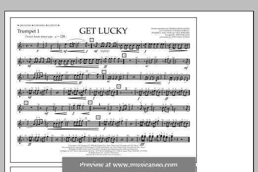 Get Lucky (arr. Tom Wallace): Trumpet 1 part by Nile Rodgers, Pharrell Williams, Thomas Bangalter, Guy-Manuel de Homem-Christo