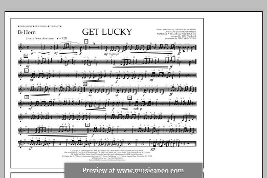 Get Lucky (arr. Tom Wallace): Bb Horn part by Nile Rodgers, Pharrell Williams, Thomas Bangalter, Guy-Manuel de Homem-Christo
