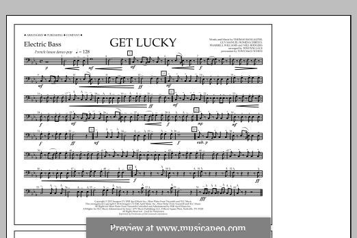 Get Lucky (arr. Tom Wallace): Electric Bass part by Nile Rodgers, Pharrell Williams, Thomas Bangalter, Guy-Manuel de Homem-Christo
