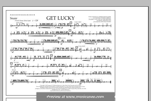Get Lucky (arr. Tom Wallace): Snare part by Nile Rodgers, Pharrell Williams, Thomas Bangalter, Guy-Manuel de Homem-Christo