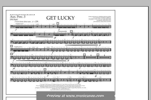 Get Lucky (arr. Tom Wallace): Aux. Perc. 3 part by Nile Rodgers, Pharrell Williams, Thomas Bangalter, Guy-Manuel de Homem-Christo