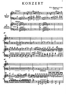 Concerto for Piano and Orchestra No.9 in E Flat Major 'Jeunehomme', K.271: arranjos para dois pianos de quatro mãos by Wolfgang Amadeus Mozart