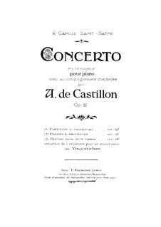 Piano Concerto in D Major, Op.12: Versão para dois pianos de quatro mãos by Alexis de Castillon